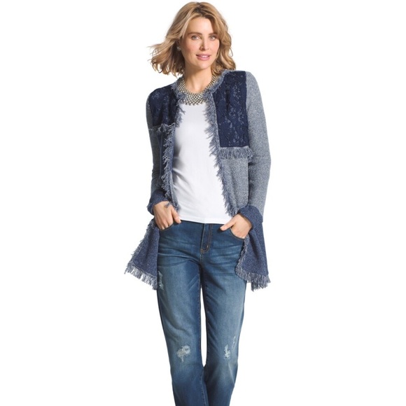 Chico’s Blocked Lace Denali’s Cardigan Sz 3 (XL/16) - Picture 4 of 11